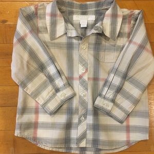 Boys Burberry 18m button down plaid shirt